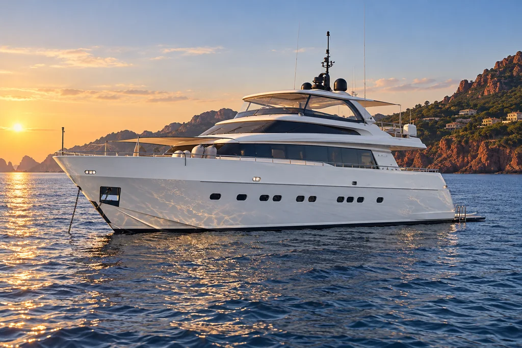 Sanlorenzo SL88 off the coast near Théoule-sur-Mer