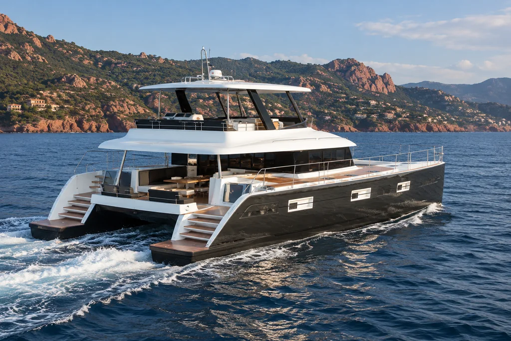 Lagoon 630 Motor Yacht sur la côte de Théoule-sur-Mer